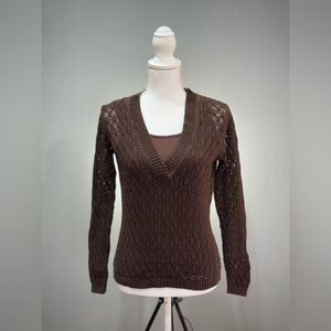 SALE! Brown Talbots Knit Sweater and Tank Set Size SP EUC